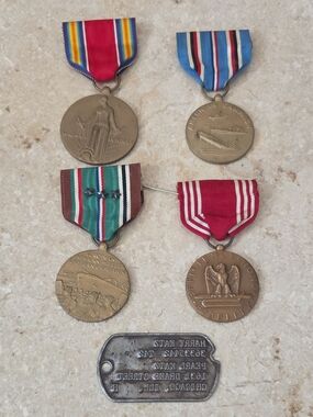 WWII Named Medal Grouping w/ Dog Tag – EAME Campaign w/ 2 Stars Full Set US Army